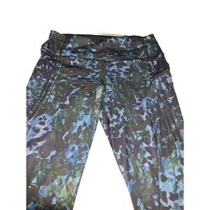 Lululemon Run Top Speed Crop Luxtreme Floral Backdrop Blue Legging XS Yoga